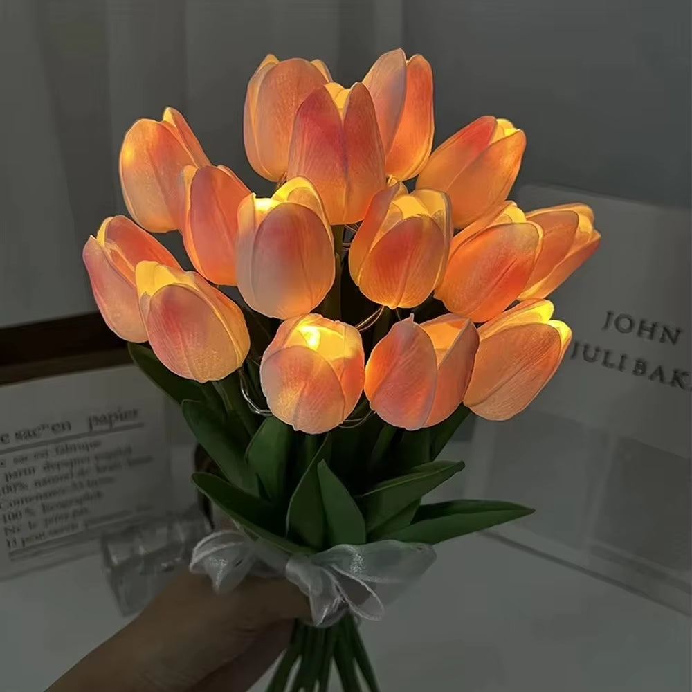 Tulip Simulation Flower Luminous LED Tulip Bouquet Tulip Night Lamp Christmas Gift Valentine'S Day Flower Home Decor