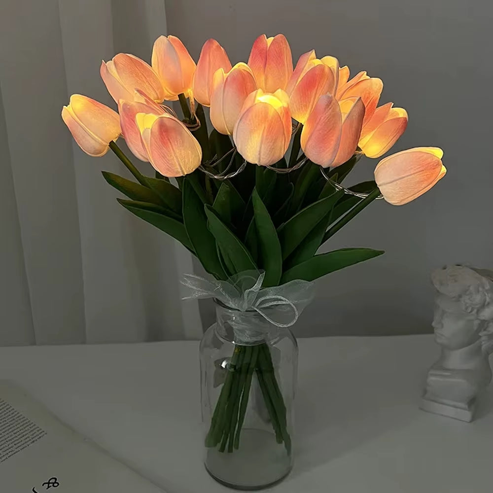 Tulip Simulation Flower Luminous LED Tulip Bouquet Tulip Night Lamp Christmas Gift Valentine'S Day Flower Home Decor